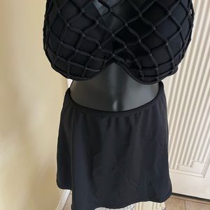 Black bikini top with padded and adjustable back strap/  skirt sold separately